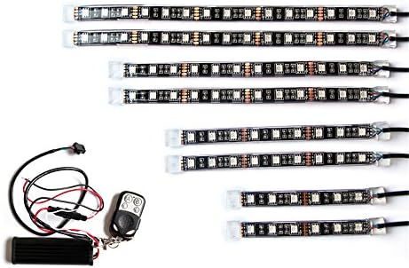 8pc 12v RGB LED Motorcycle Accent Light Wireless Control Verde Underlight Lite