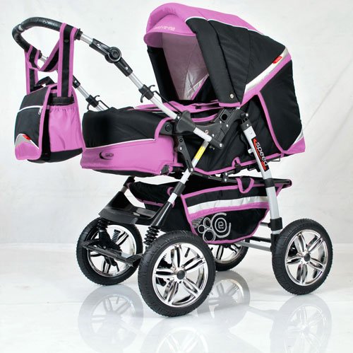 Kinderwagen Kombi-Kinderwagen Speed Farbe schwarz-pink