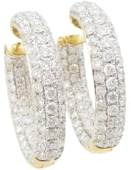 Women 14k Yellow Gold 3.49ctw diamond Hoop earring 45 LE123Y Size 9.15