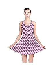 Stretchy Polyester/Spandex Zig Zag Skater Dress 