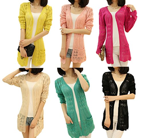 【ARINCO】 ロング丈 薄手 エレガント レディース カーディガン 冷房対策 選べる カラー 6色 サイズ S M L