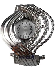 BestOfferBuy Women Elegant Wave Bangle Cuff Bracelet Wrist Watch Silver