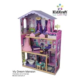 KidKraft My Dream Mansion Wooden Dollhouse with New Gliding Elevator and 13 Pieces of Wooden Furniture