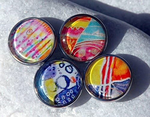Snap On Button Snap Jewelry Interchangeable Colorful Abstract Pattern Noosa Style Snap Charm Chunk Popper.The Price is for one unit.