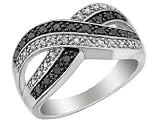 White and Black Diamond Infinity Ring 1/3 Carat (ctw) in Sterling Silver