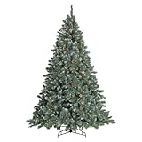 GKI/Bethlehem Lighting Pre-Lit 7-1/2 Foot Glacier Christmas Tree with Pinecones with 700 frosted