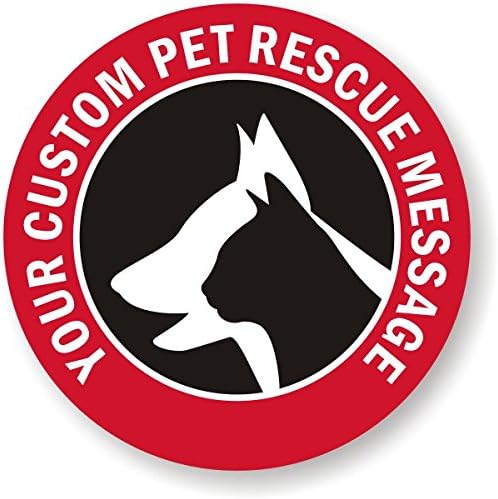 Custom Pet Rescue Message (with Graphic), Adhesive Signs and Labels, 5 Labels / Pack, 3" x 3"