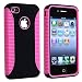 Hybrid Case compatible with Apple iPhone 4 AT&T / Verizon, Hot Pink TPU / Black Plastic