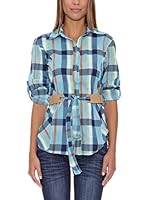 Assuili Camisa Mujer Cuadros (Turquesa)