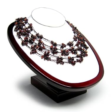HinsonGayle "Katarina" Handwoven Five-Strand Natural Garnet and Chocolate Cultured Pearl Necklace