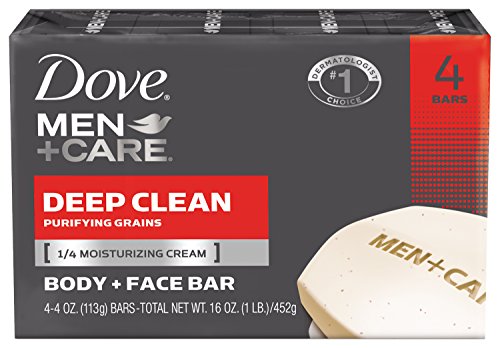 Dove Men+Care Body and Face Bar, Deep Clean 4 oz, 4 Bar