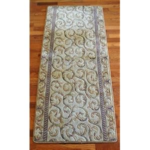Ivory/Beige Scrollwork Carpet Rug Hallway Runner 5\’
