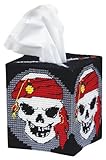 Janlynn Plastic Canvas Kit, 5-Inch by 6-Inch by 5-Inch, Pirates Tissue Box Cover