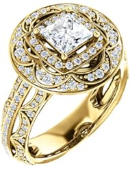 18K Yellow Gold Princess Cut Diamond Ring -- LIFETIME WARRANTY