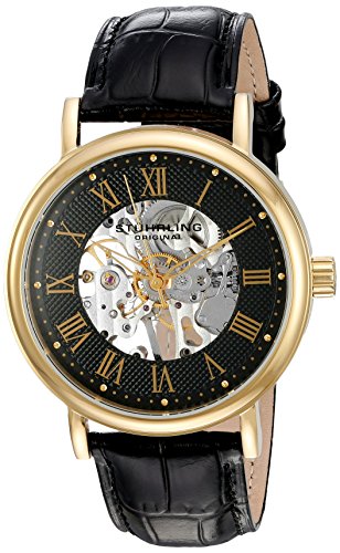 Stuhrling Original Men's 'Legacy' Automatic Stainless Steel and Black Leather Sport Watch (Model: 293.33351)