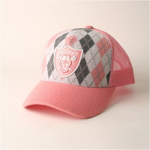 Reebok Oakland Raiders Argyle NFL Trucker Baseball Cap - Pink