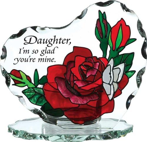 Daughter, I'm so Glad You're Mine Small Candle Plaque Painted Art Glass Tealight Holder