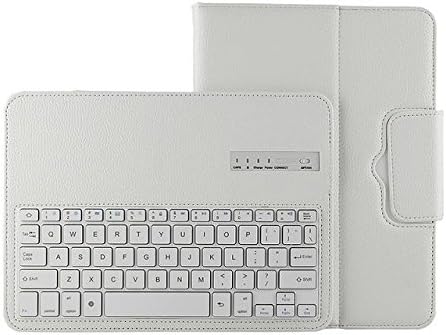 Kingsource (TM) Samsung Galaxy Tab 4 10.1 SM-T530NU Bluetooth Keyboard Case Cover - Folio Slim PU Leather Case with Magnetically Detachable Wireless Removable Bluetooth Keyboard with 1 Screen Protector, 1 Stylus and 1 Microfiber Sticker Digital Cleaner color white
