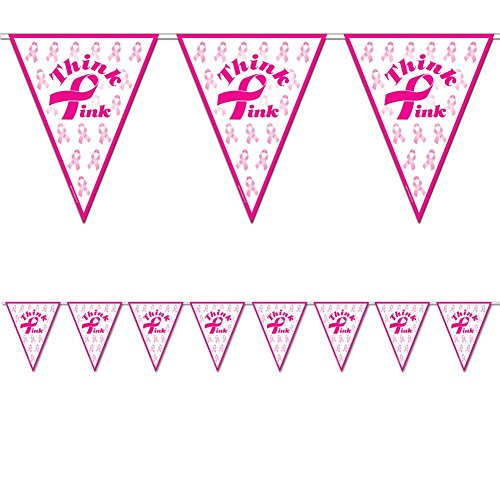 12' Pink Ribbon Pennant Banner