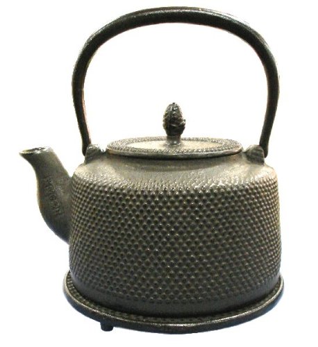 Large Black Hobnail Cast Iron Tea Kettle with Trivet 50 oz Large Black Hobnail Cast Iron Tea Kettle with Trivet 50 oz