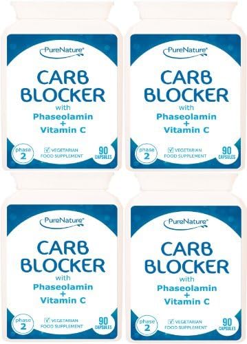 Carb Blocker with Phaseolamin Phase 2 Carb Controller Clinically Proven Active Ingredient to Support Weight Loss/ 360 (4 X 90) Vegetarian Capsules Free Express International Shipping