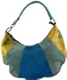 Bonini Butterfly Women's Blue Leather Suede Fur Hobo Handbag