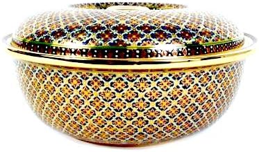 Thai Benjarong Soup Tureen Pikul Blue 1.2 Litre (18K Gold Painting)