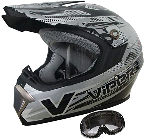 VIPER RS X66 MOTO X ENDURO MX MOTORBIKE PIT QUAD HELMET BLACK & BLACK GOGGLES (M)