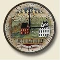 11" diam. large wooden WALL CLOCK~No Place Like Home~Artworks Home Accents~country decorating ~ code 044