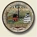 11" diam. large wooden WALL CLOCK~No Place Like Home~Artworks Home Accents~country decorating ~ code 044