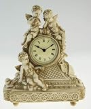 Art Deco French Design Cream Mantel Clock - 3 Cherubs