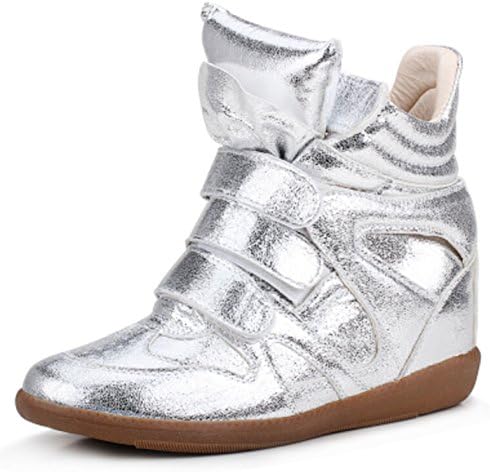 Amanda Gril Women's Silver Platform Lace Up Suede Hidden Wedge Sneakers 9 M US