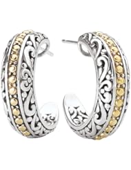 925 Silver Scroll & Dot Filigree Earrings with 18k Gold Accents