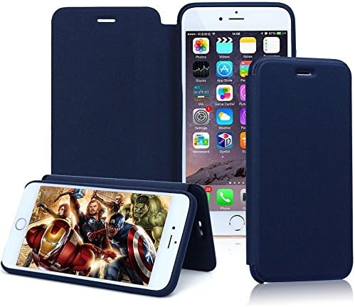 iPhone 6 Plus Cases (5.5), Airpoo Slim-Fit Clean Designed Premium Leather Phone Case with Protective Shock Absorbent and Magnet Function Flip Cover for Apple iPhone 6 Plus (Blue iPhone 6 Plus 5.5)