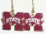 NCAA Dangling Earrings - Mississippi State Bulldogs Logo