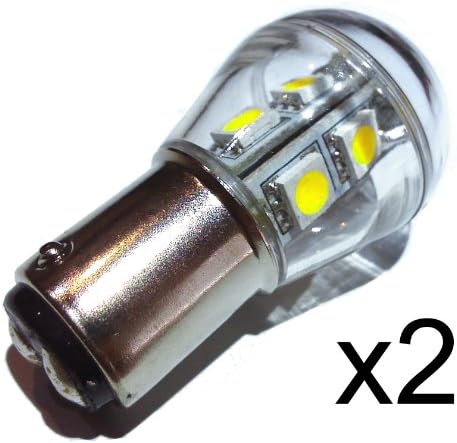 Pack of 2, BA15D S8 9 LED Lamp 140 Lumen 10W Equivalent 10-30VDC 1142 Boat RV Landscape (Cool White)