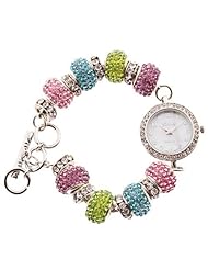 Geneva Platinum 7993 Womens Crystal Ball Quartz Stainless Steel Toggle Watch-MULTI/SIL