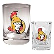 Ottawa Senators NHL Rocks Glass & Square Shot Glass Set - Primary Logo by Great American Products