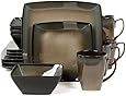 Gibson Elite Tequesta 16-Piece Square Dinnerware Set, Taupe