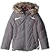 London Fog Girls' Active Heavyweight Puffer with Abstract Fleece Scarf