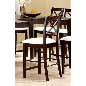 Set of 2 Pacific Cappuccino Finish Wood Counter Height Bar Stools by visiondecor Furniture