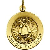 14K Yellow Gold Caridad del Cobre Medal - 25.00mm
