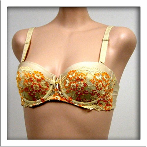 Venus $45 YELLOW Floral STRAPLESS Bra #0303 sz 34A 34B 36A