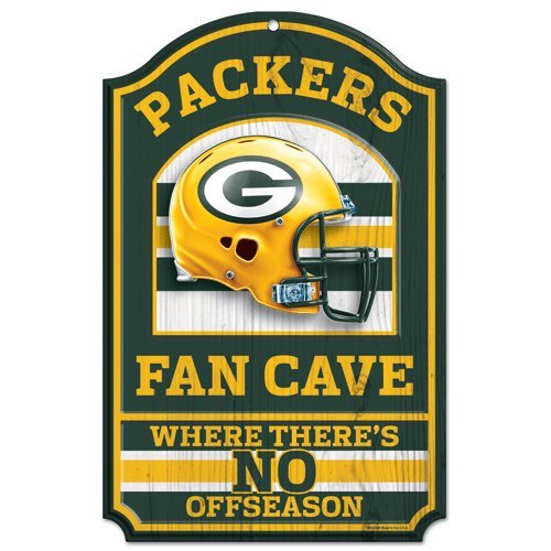NFL Green Bay Packers 11-by-17 inch Fan Cave No Offseason Wood Sign
