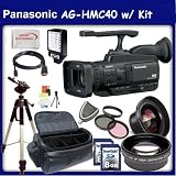 Panasonic Professional AG-HMC40 /HMC45 AVCHD Camcorder with 10.6MP Still and 12x Optical Zoom w/ SSE Premium Movie Makers Kit. Includes: Professional LED Video Light, HDMI Cable, Full Size Fluid Head Tripod, 0.45x High Definition Wide Angle Lens, 2X Telephoto HD Lens, 3 Piece Pro Filter Kit, 2x 8GB SDHC Memory Cards, Card Reader, Starters Kit & Professional Carrying Case