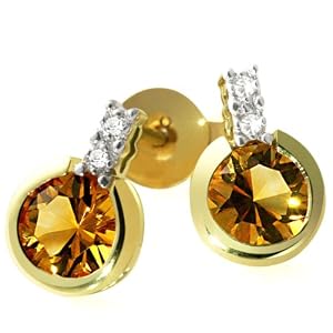 Goldmaid Damen-Ohrstecker 585 Gelbgold 4 Diamanten 2 Citrin 0,02ctFa O2944GG