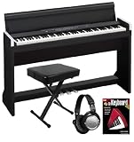 Korg LP-350 Black Digital Piano ESSENTIALS BUNDLE w/ Bench, Headphones