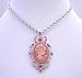 Cameo Lady Pendant Rose Pink Crystals Pendant Necklace Sparkling Crystals w/ Knitted Chain Necklace Gift Box Packing