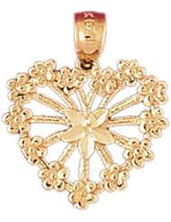 Dazzlers Solid 14k Gold Flower in Heart Charm Pendant Available in three colors from jewelsberry (weights: 1.8 grams only)