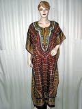 Free Ship Traditional Indian Print Prune Satin Caftan Kaftan Patio Resort Wear Xxl